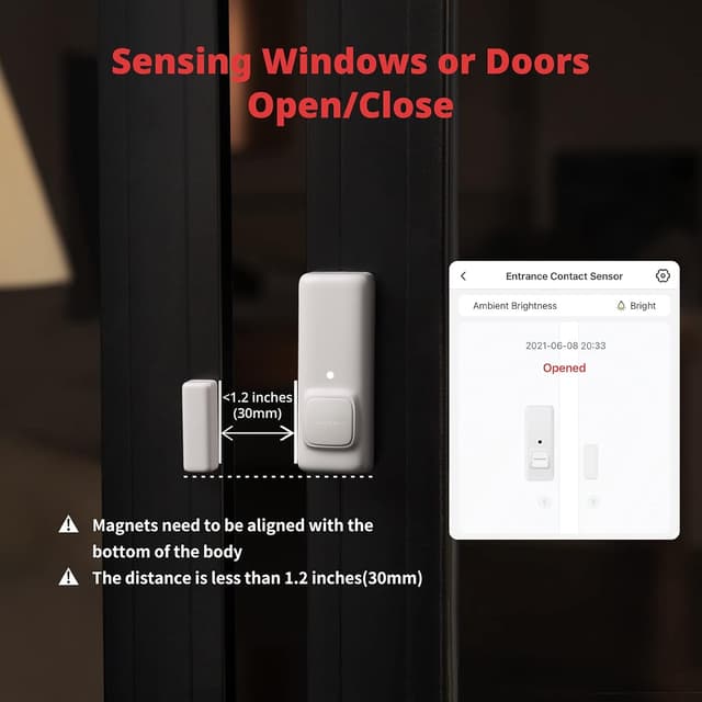 Detalle de SwitchBot Door Alarm Contact Sensor (1 Pack) for Smart Home Security with Hub Mini compatibility
