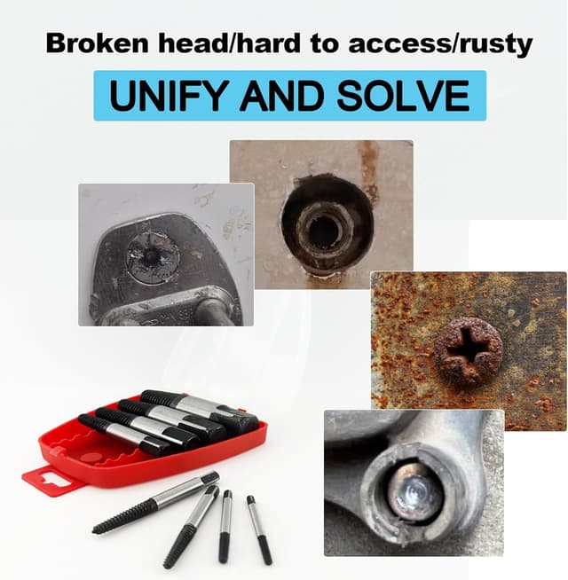 Detalle de Lot de 8 extracteurs de vis professionnels pour retirer les vis endommagées