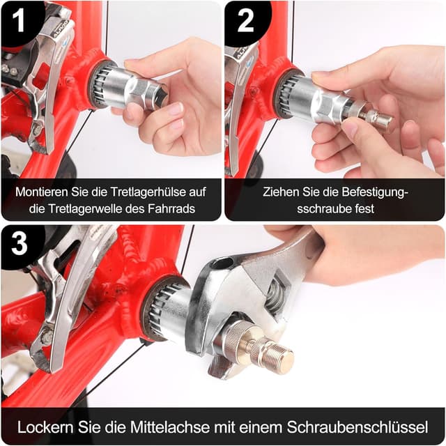 Detalle de TBoonor Fahrrad-Innenlagerschlüssel (Kurbelausdrücker) 24 mm, 20 Zähne – Werkzeug zum Abziehen der Kurbel