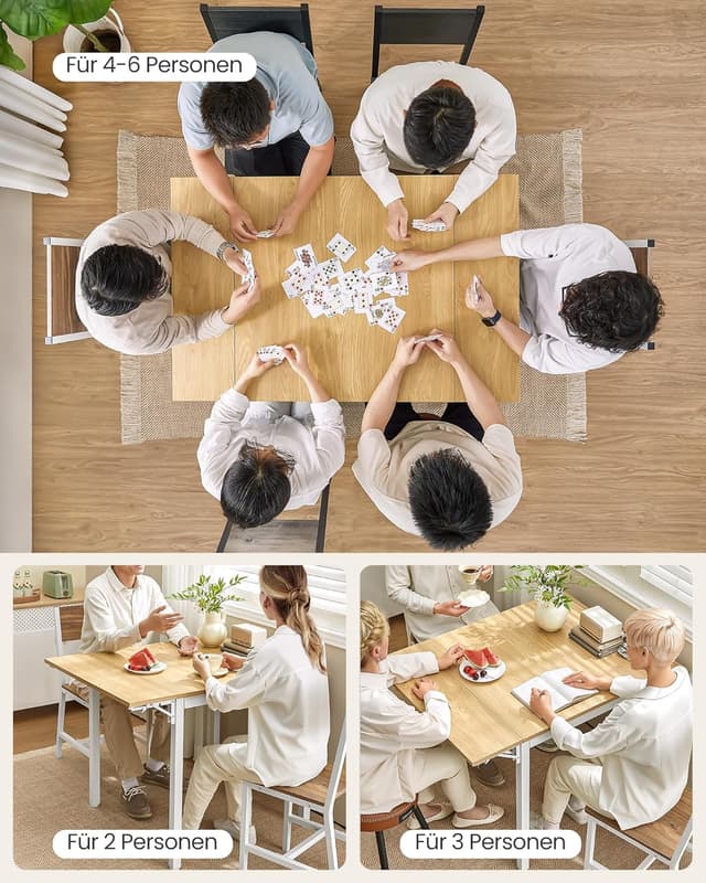 Detalle de VASAGLE klappbarer Esstisch KDT077Y01 für 2–4 Personen – für kleine Räume