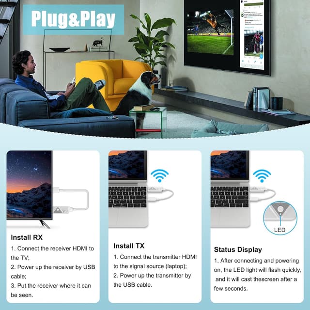 Thumbnail 5 de Wireless HDMI Transmitter and Receiver HDMI kabelloser Extender für Laptop 5G