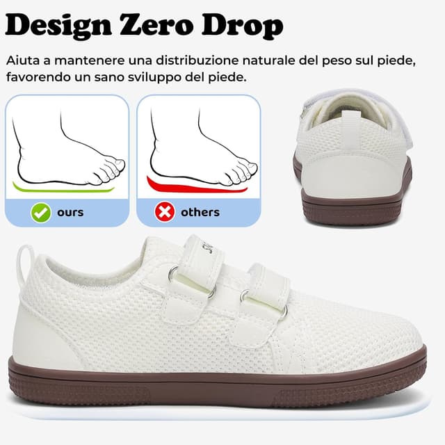 Detalle de SAGUARO Scarpe Barefoot Bambini sneaker minimaliste con punta ampia e chiusura a strappo (Gr. 25-35)