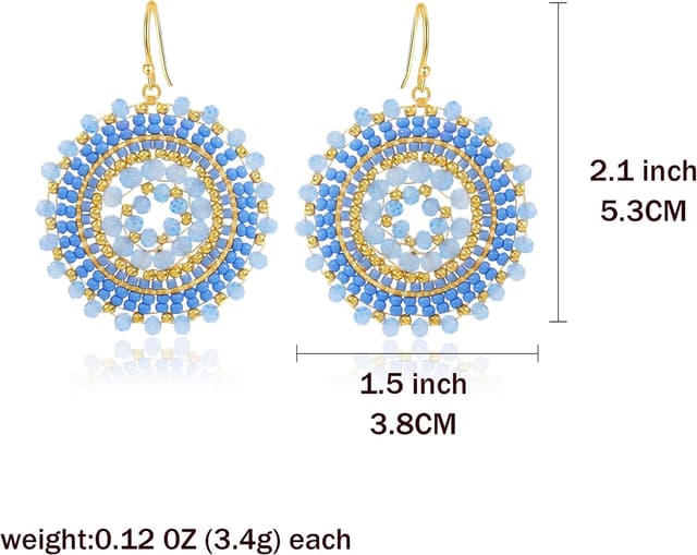 Detalle de Elegance 11 designs Perlenohrringe für Damen (boho, 5 cm) mit Kristallen – Statement für Sommer & Strand