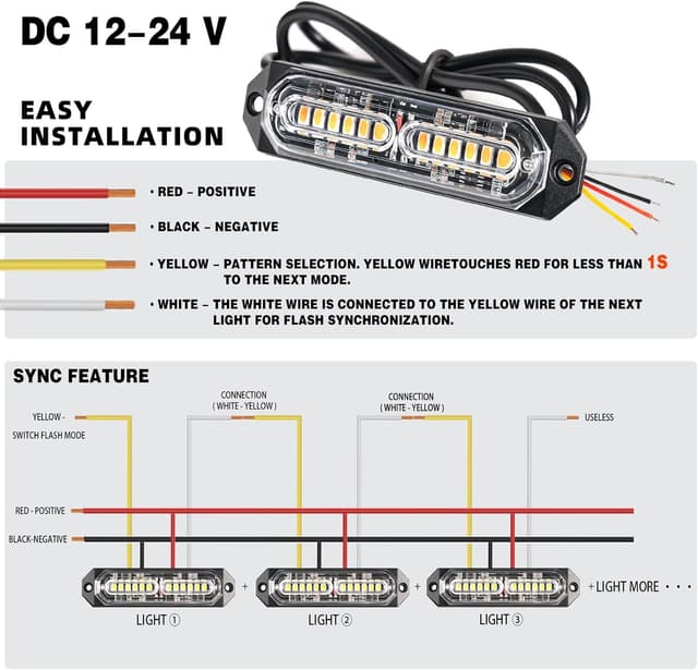 Thumbnail 3 de PKINGLAKE 8-Pcs 12 LED Emergency Strobe Light Bar for Vehicles 🚓