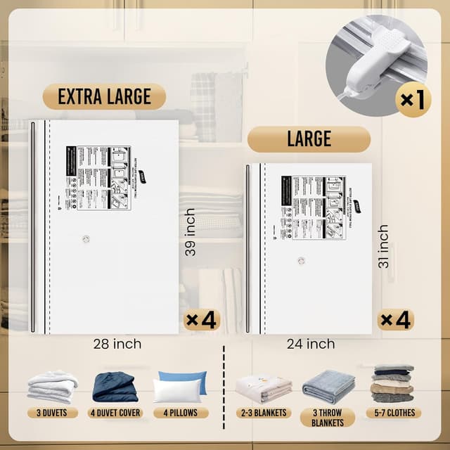 Thumbnail 3 de TAILI Vakuumbeutel 8 Stück 100x70/80x60 cm