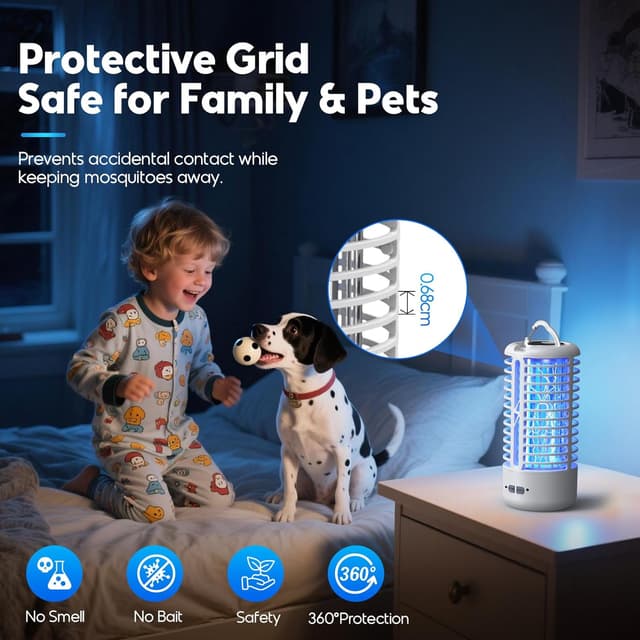 Thumbnail 6 de Lampada Antizanzare Elettrica 3000V UV sospendibile con gancio, IPX4 – Bianco