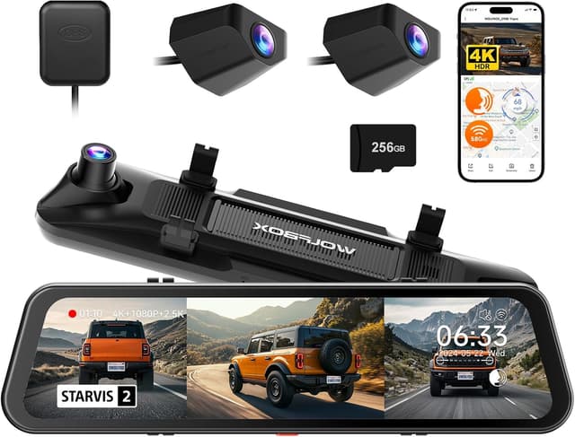 Detalle de WOLFBOX G900 Tripro 4K Mirror Dash Cam