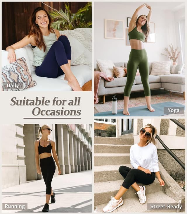 Detalle 2 de VALANDY Creamlush 4-Pack Capri Leggings (High-Waisted Stretch Yoga & Lounge Pants) — S-3XL