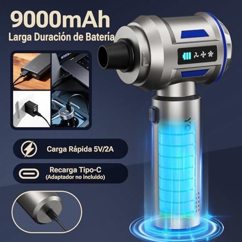 Detalle de Yomile Aspirador de Mano 4 en 1 sin cable 27.000Pa/120W (27000Pa) con batería 9000mAh y USB‑C