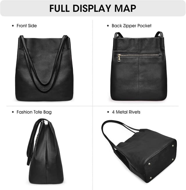 Detalle de Kattee Borsa a tracolla da donna in morbida pelle con chiusura magnetica superiore, grande