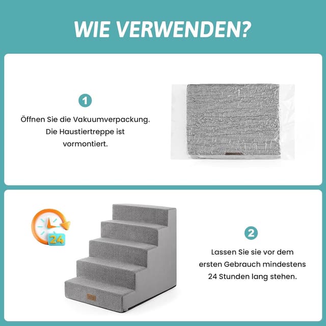 Thumbnail 6 de COZY KISS Hundetreppe 5 Stufen Grau 75x50x60 cm