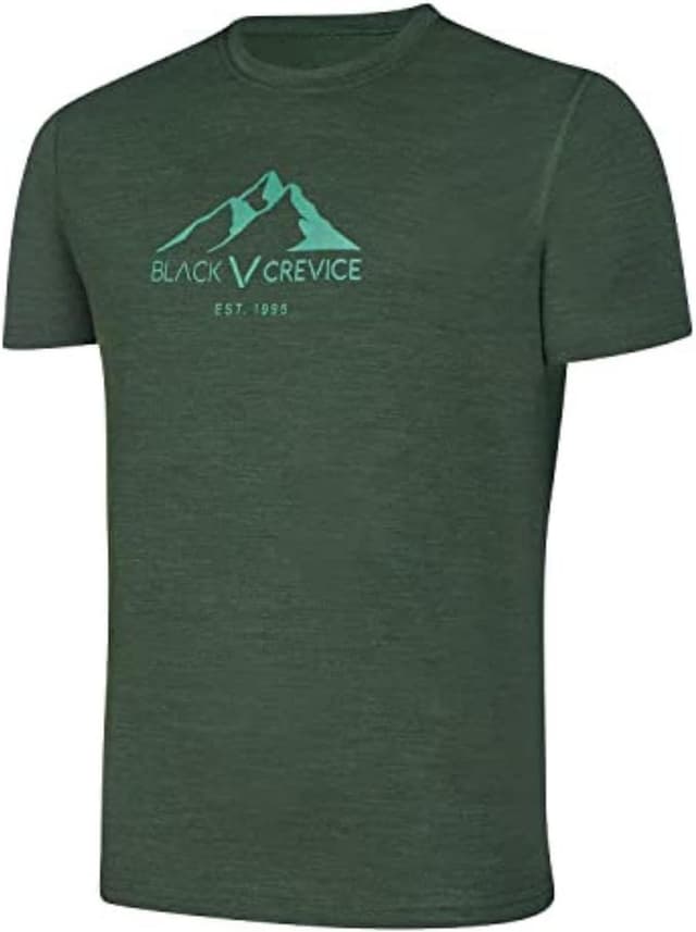 Detalle de Black Crevice T-shirt en laine mérinos homme (70% laine mérinos, 30% polyester)