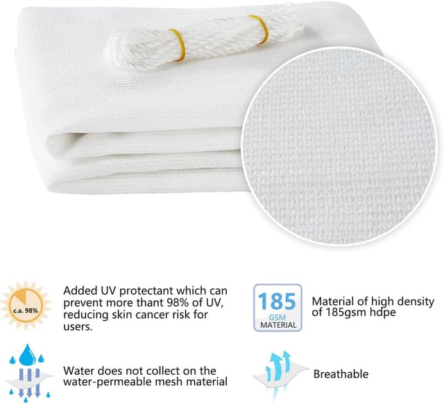 Thumbnail 1 de HAIKUS Sonnensegel 5x6 m rechteckig aus HDPE Premium (weiß) – wasserdurchlässiger Sonnenschutz für Garten, Balkon & Terrasse