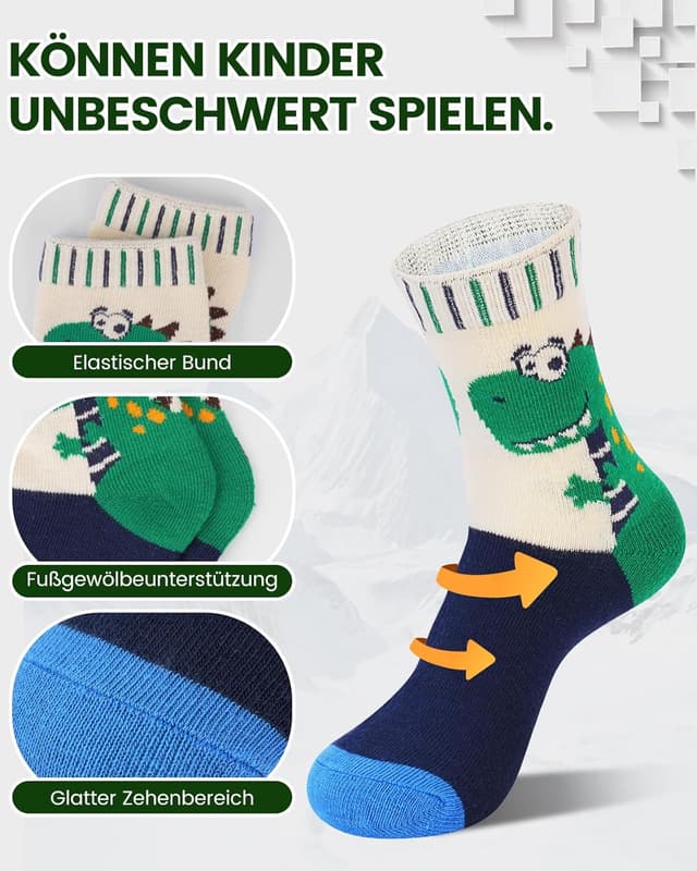 Detalle de Kyopp 10 Paar Kinder-Socken (Mädchen & Jungen) – klassische Crew Socks aus Baumwolle mit lustigen Mustern