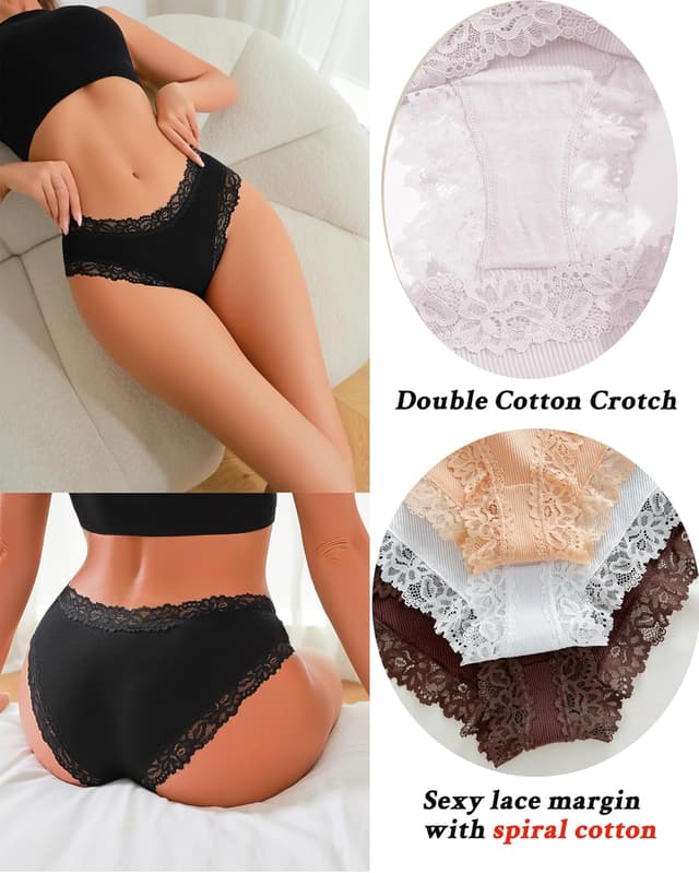 Detalle 1 de FINETOO Damen Slip 5er Pack aus Baumwolle