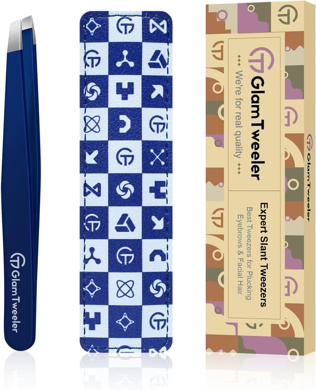 Detalle de GlamTweeler Expert Slant Tip Tweezers with Case 🪮
