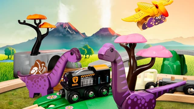 Detalle 2 de BRIO World 36094 Dinosaurier-Abenteuer-Set für Kinder ab 3 Jahren (Zugset)