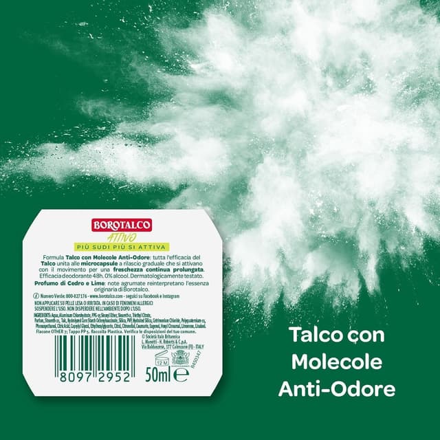 Detalle de Borotalco Active Giallo Deodorante Roll-On senza Alcool Profumo Cedro e Lime, 4x50 ml
