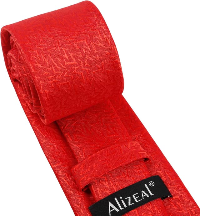 Detalle 2 de Alizeal men’s solid colour tie and pocket square set (self-tied necktie + matching hanky)