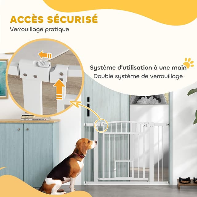 Thumbnail 5 de PawHut Barrière de sécurité extensible 76–104×77 cm