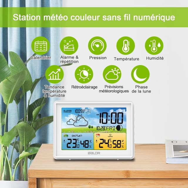 Detalle de Station météo sans fil 1 capteur, écran LED