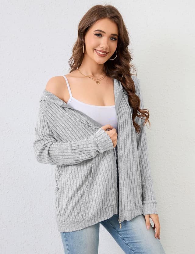 Detalle 2 de Flikity women’s zip-up cardigan hoodie with large pockets (M–XXL)