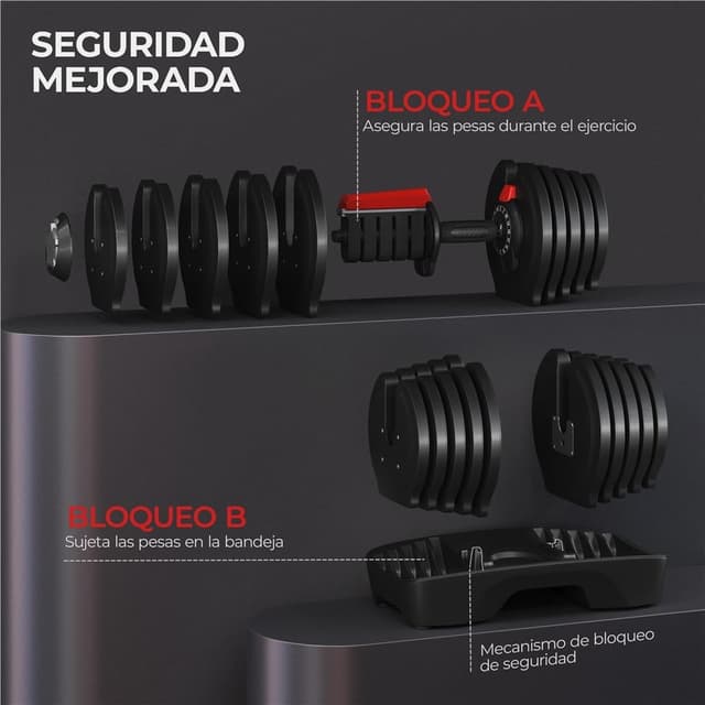 Thumbnail 5 de Yaheetech Mancuerna Ajustable 16 en 1 2–40 kg