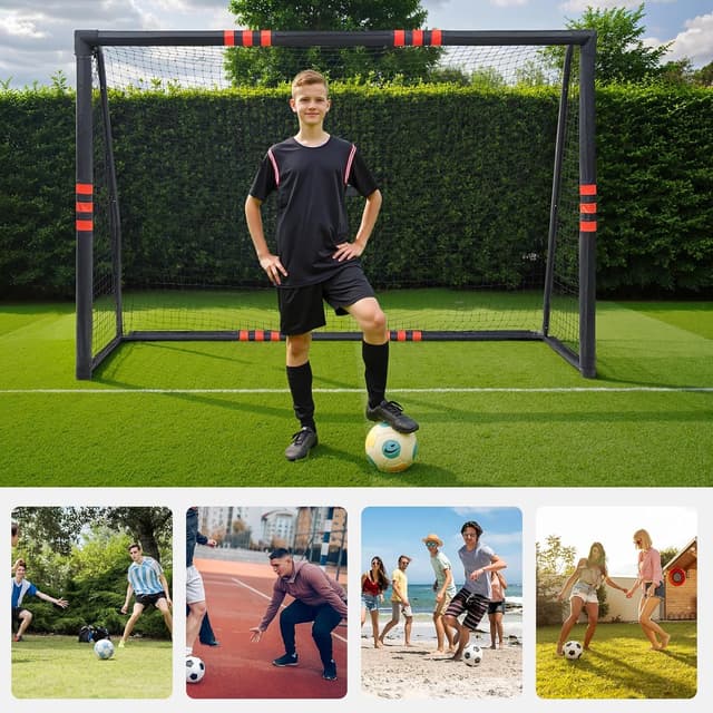 Detalle 2 de LARMNEE 240 cm Fußballtor mit Schaumstoffschutz, PE-Netz & Oxford-Stoffbezug (innen & außen)