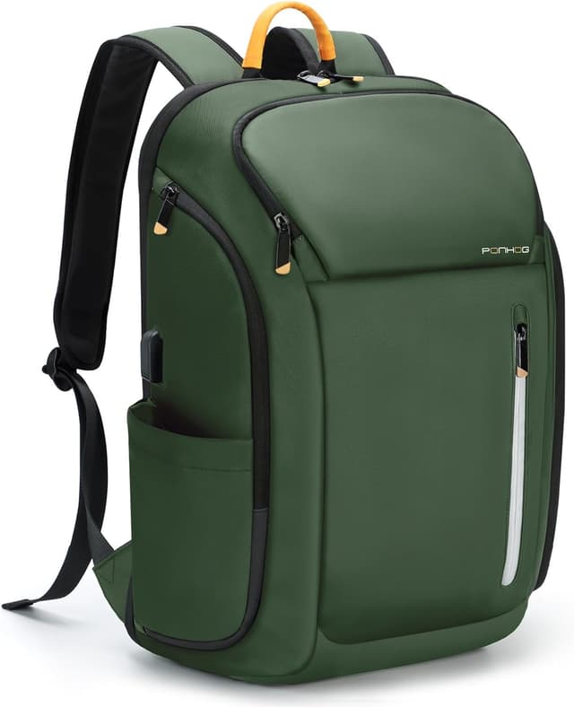Detalle de Ponhog Men’s Backpack 30L with USB Port, 17.3-inch Anti-theft Laptop Compartment (Light Green)