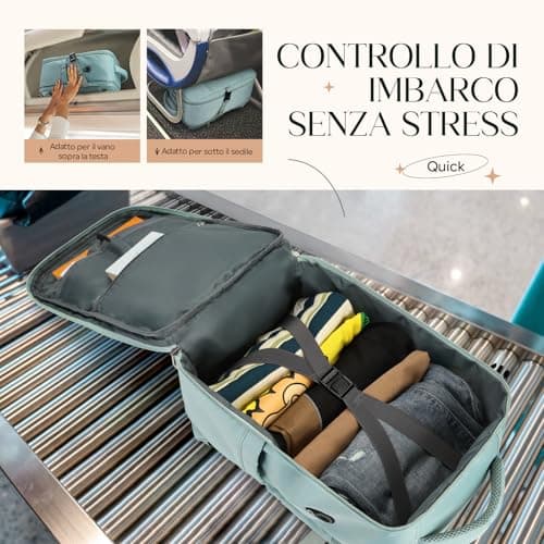 Detalle de ZHXX mochila viaje cabina Ryanair 40x30x20 con compartimento portátil 14” y bolsillo húmedo (verde ahumado)