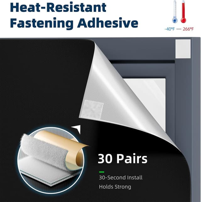 Detalle de NIGHTON Portable Blackout Curtains 40"×59" (Black, 2-Pack) — 100% blackout fabric with hook-and-loop tape strips