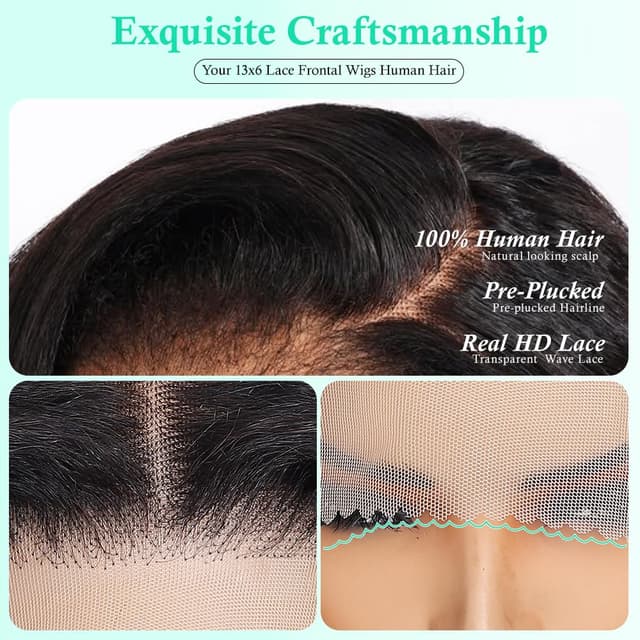 Detalle de Lannaax Burmese Curly Wig (13x6 Lace Front) 20 Inch Virgin Remy Human Hair, 250% Density HD Lace