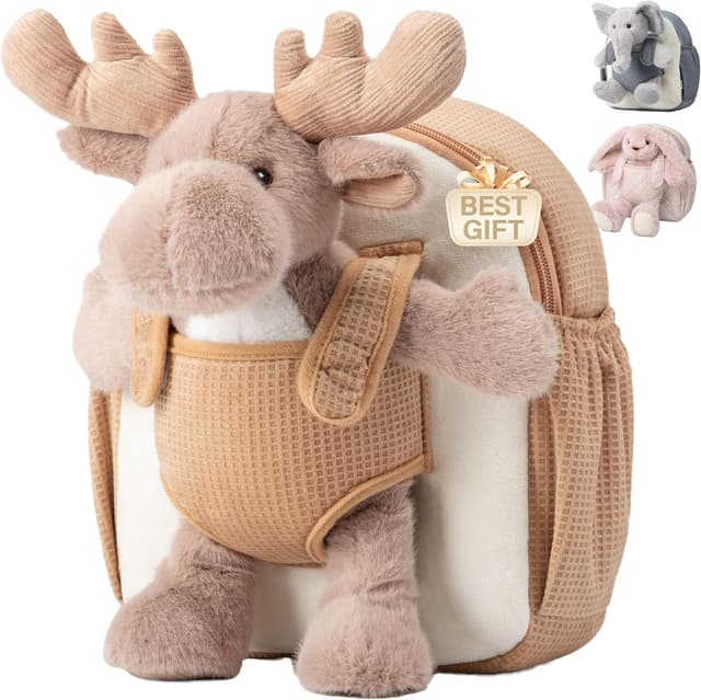 Detalle de Moonkie Toddler Backpack (Reindeer Buddy) for Girls & Boys Aged 1–3