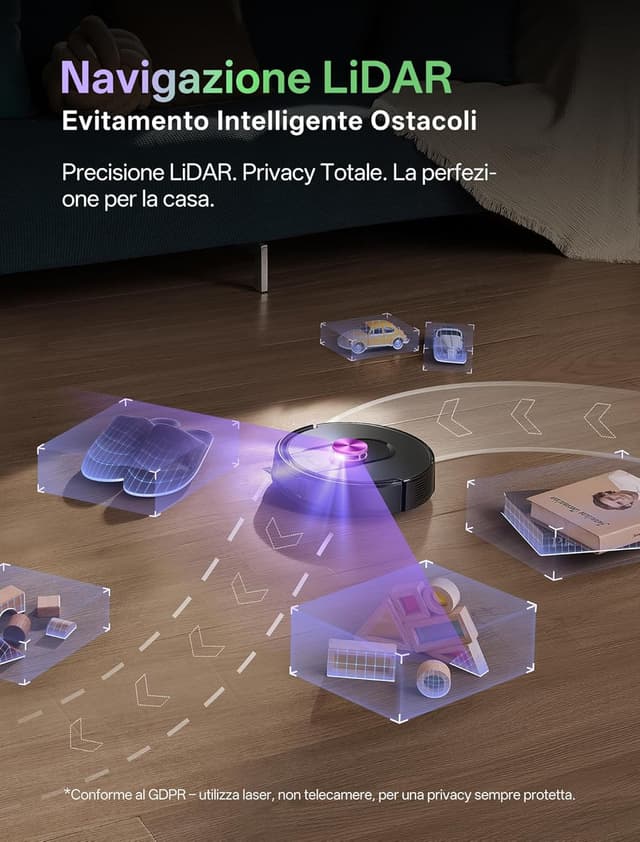 Detalle 2 de Vexilar W15 robot aspirapolvere lavapavimenti con mappatura LDS e svuotamento automatico senza sacco