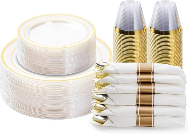 Thumbnail 6 de BESTVIP 350PCS Gold Dinnerware Set for 50 🍽