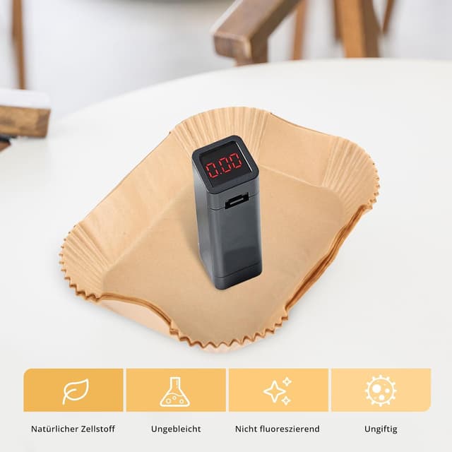 Detalle de 150 Stück Backpapier für Heißluftfritteuse Ninja Dual (AF300EU/AF400EU, 20,5 x 14 cm) – Einweg-Pergamentliner