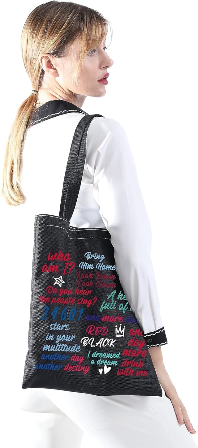 Detalle de Les Misérables tote bag – musical inspired gift tote for everyday essentials