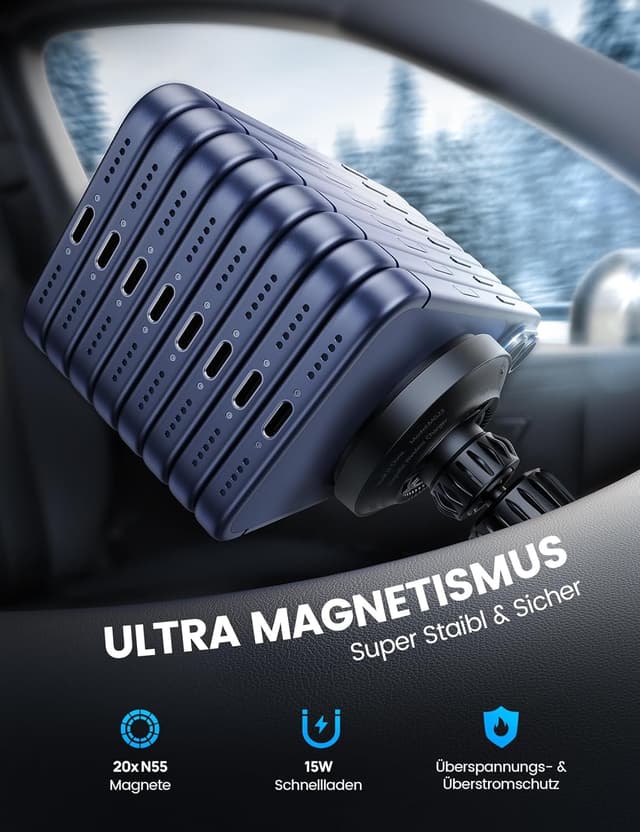 Detalle 2 de Lamicall Qi2 Auto‑Magnethalter mit 15W Qi‑Ladefunktion