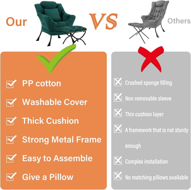 Thumbnail 6 de HomEastlly Lazy Chair with Ottoman, peach green