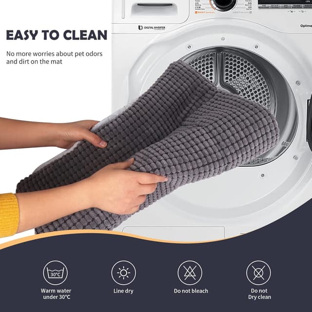 Detalle de IEUUMLER Hundebett Waschbare Hundematte FC014 (Grau, 91 × 58 cm) – reversible Flauschdecke zum Unterwegs