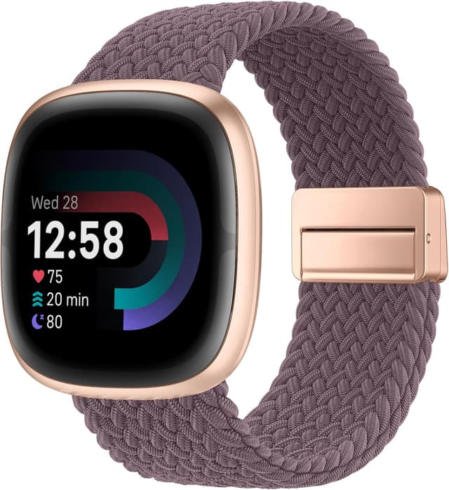 Detalle de Higgs braided magnetic strap for Fitbit Versa 4 / Versa 3 / Sense 2 / Sense (nylon elastic replacement band)
