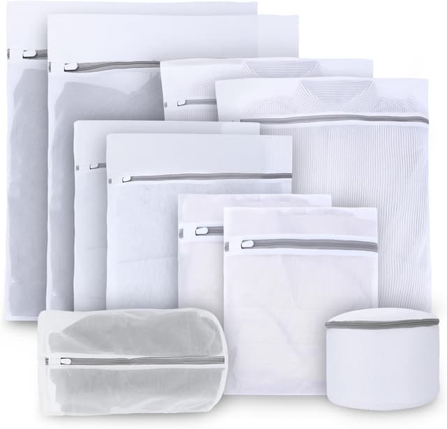 Detalle de Jukibole Wäschenetz-Set mit Netzreißverschluss – 10 Wäschesäcke für Feinwäsche, Unterwäsche & mehr
