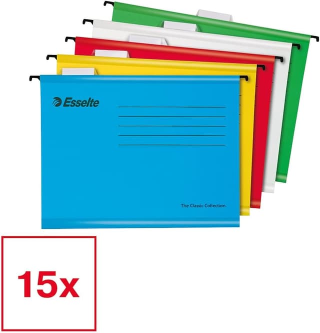 Detalle 2 de ESSELTE – Lot de 15 dossiers suspendus A4 renforcés pour classeur (628808), carton recyclé 100%