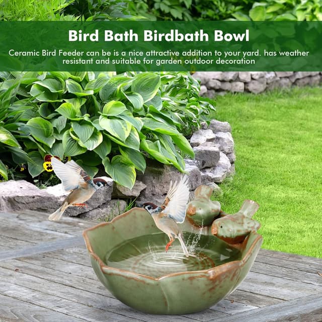 Detalle 2 de SUNJULY bird bath bowl 16 cm retro feeder