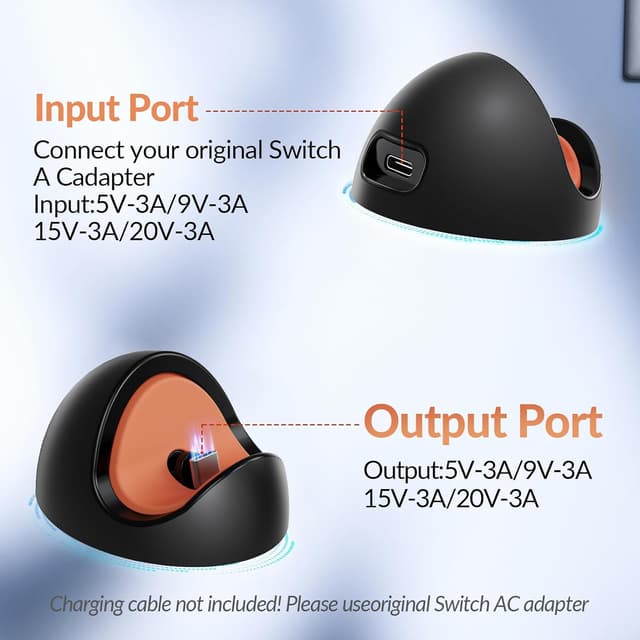 Detalle de Gorixer Station d’accueil Portable pour Nintendo Switch 2 (OLED/Lite) ou 1 : mini chargeur officiel avec support, noir