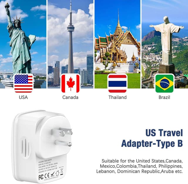 Thumbnail 2 de Hoppac Adaptador de Enchufe EE.UU 5 en 1