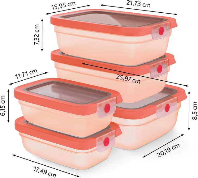 Thumbnail 6 de Emsa oneClick N1231000 – lot de 5 boîtes de conservation hermétiques à fermeture en un clic