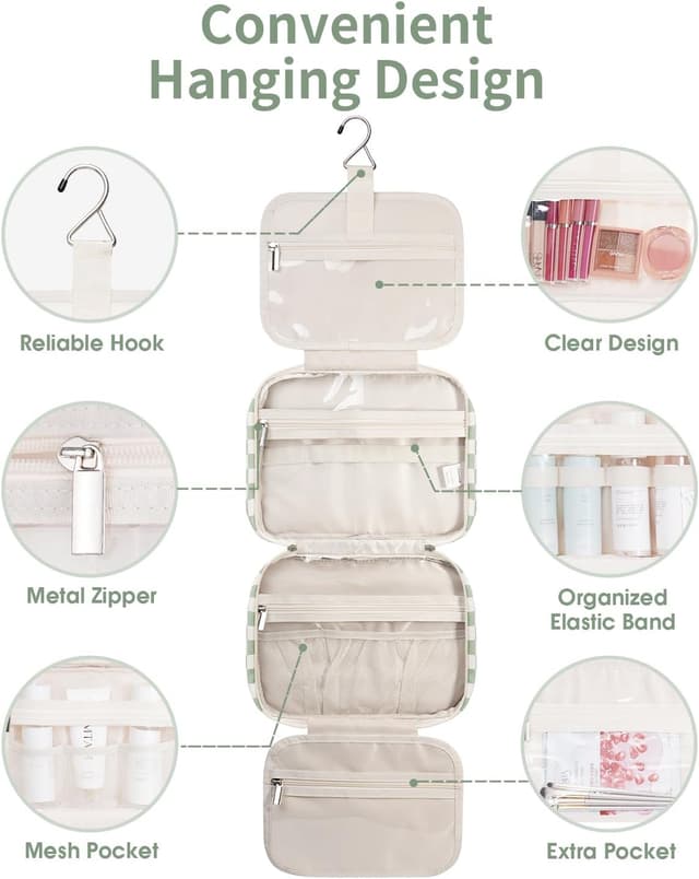 Detalle 2 de Narwey Checkered Hanging Toiletry Bag