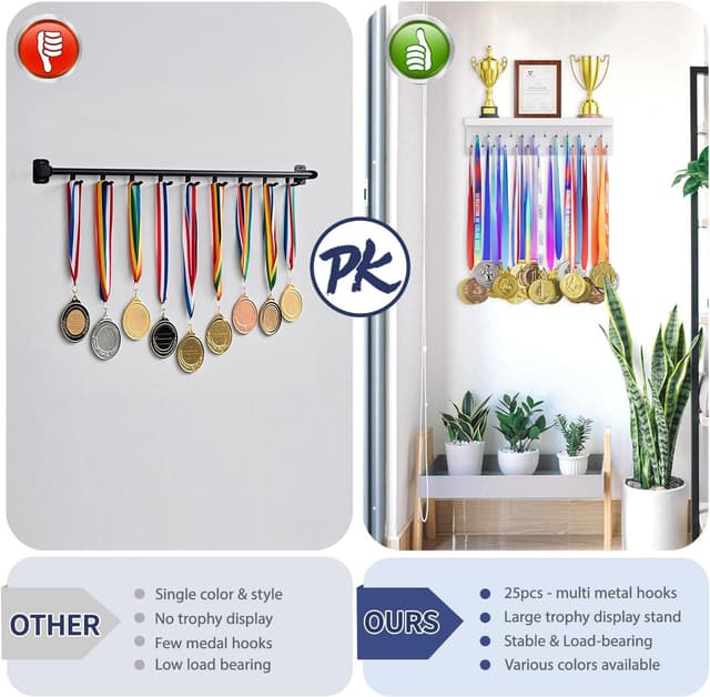 Detalle de Medal holder trophy rack 25 hooks, 40.5cm