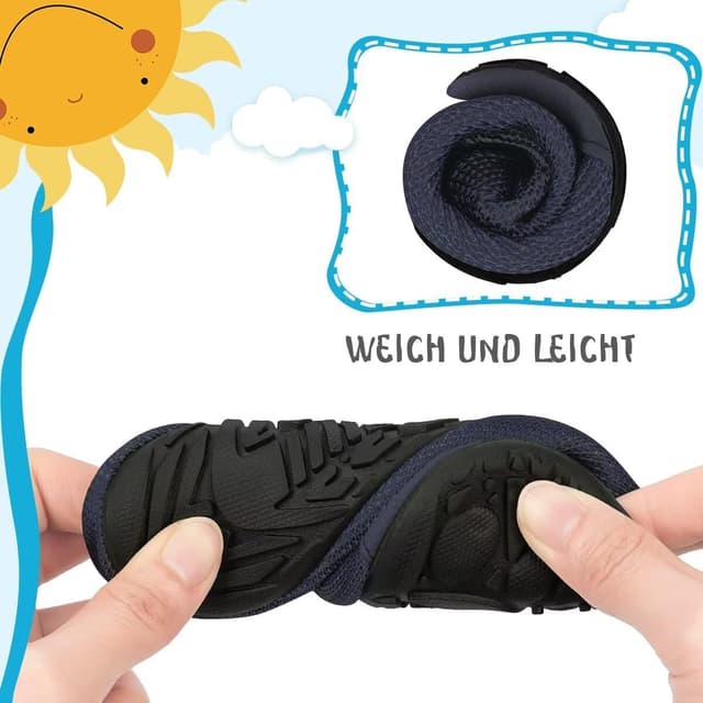 Detalle 2 de Kyopp Hausschuhe Kinder – atmungsaktive Rutschfest-Pantoffeln für Lauflern-Schuhe (Gr. 20–35)